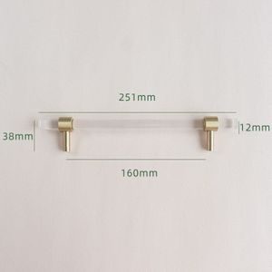 Acryl Messing Strip Handvat Moderne Minimalistische Kast Golden Transparante Lade Garderobemeubilair Licht Luxe Deurklink