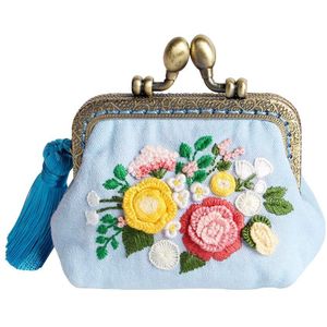 Handgemaakte Portemonnee Borduurwerk Kit 3 Strengen Katoenen Canvas Diy Bloemen Geborduurde Dames Clutch Portemonnee Zakken Ambachten