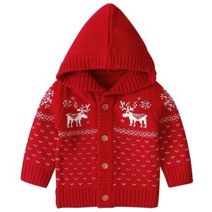 Kerst Xmas Gebreide Jas Baby Meisjes Jongens Jas Capuchon Vest Kerst Herten Uitloper 0-18 maanden