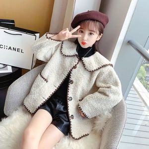 120-170Cm Tiener Meisjes Winter Herfst Roze Lam Wollen Jas 2022 Grote Kinderen Wollen Trui Kid plus Fluwelen Dikke Koreaanse Top