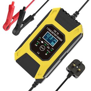 Slimme Auto Acculader 12V 7A 7-Stage Automatische Puls Reparatie Lader Met Lcd Voor Agm Lood-zuur natte Gel Droge Cell Batterij