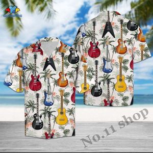 Hip Hop Rock Print Hawaiian Strand Shirt Voor Mannen 3D Zomer Korte Mouw 6XL Shirts Heren Gitaar Tropische Hawaiiaanse shirt