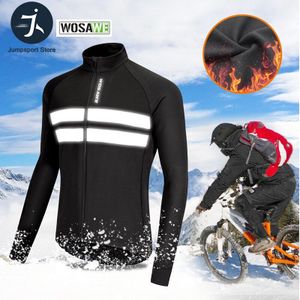 Wosawe Winter Fietsen Jacket Reflecterende Fiets Warme Jas Fiets Kleding Mtb Riding Kleding Wind Jas Thermische Fleece Windjack
