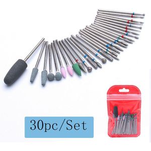 30 Stk/set Diamond Silicone Frees Nail Boren Set Elektrische Nagelvijlen Bramen Mills Cutter Gel Verwijderen Accessoires