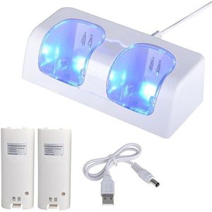 Usb Kabel Lader Dual Station Stand Led Light Gamepad Remote Controller Opladen Dock Voor Nintend Voor Wii #321
