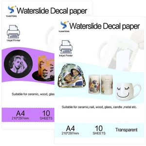 (40 Stuks = 30 Transparant + 10 Wit) inkjet Water Slide Decal Papier A4 Size Printing Transfer Papier Waterglijbaan Decalpapier Voor Mokken