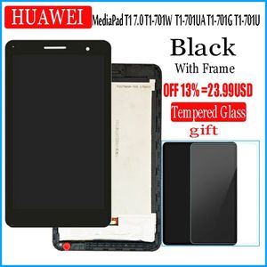 7 Inch Lcd-scherm En Touch Screen Frame Voor Huawei Mediapad T1 7.0 3G T1-702U 702 702U 702U T1-702 tablet Digitizer Vergadering