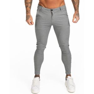 Gingtto Mens Chino Slim Fit Skinny Broek Voor Mannen Chino Broek Plaid Grijs Zm-380 Broek