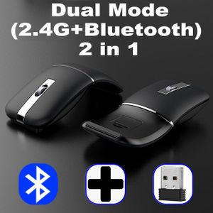 Dual-Mode Opvouwbare Muis Draadloze + Bluetooth Opvouwbare Muis Ergonomische Gaming Muis Voor Computer Desktop Notebook