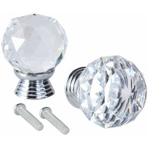 4 Stuks 40Mm Diamond Crystal Glas Goud Knoppen Kast Lade Pull Keukenkast Deur Kledingkast Handles Hardware