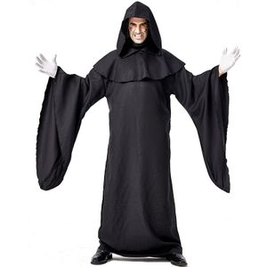 Unisex Halloween Cos Middeleeuwse Vintage Monnik Clergy Pastor Kostuum Gothic Boze Heks Hooded Gown Robe Mantel Cape Voor Mannen Vrouwen