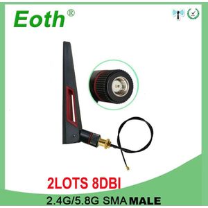 2 Stuks 2.4Ghz Wifi Antenne Dual 8dbi Sma Male Omni-Directionele 2.4G Iot Router 5.8G Wi fi Antena 21Cm RP-SMA Mannelijke Pigtail Kabel