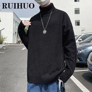 Ruihuo Witte Coltrui Trui Mannen Kleding Streetwear Koreaanse Mode Mannen Trui Harajuku 2XL 2022 Lente Nieuwkomers