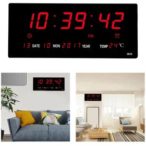 Led Digitale Wandklok Kalender Grote Display W/Indoor Temperatuur Datum En Dag Horloge Voor Thuis Woonkamer Decoratie