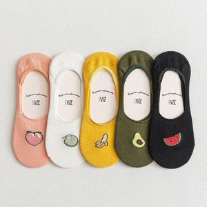 Vrouwen Zomer Katoenen Dunne Boot Sokken Cartoon Leuke Onzichtbare Sokken Siliconen Antislip Tij Sokken