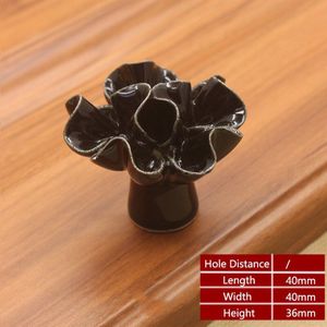 Yutoko Keramische Bloem Rose Lade Knoppen Landelijk Kabinet Kast Handvatten 40Mm Diameter Furniture Hardware