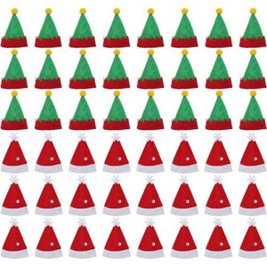 48Pc Mini Kerstman Hoed Lollipop Top Topper Cover Vrolijke Kerstversiering Wijn Fles Bescherming Cap Snoep Verpakking Hoeden