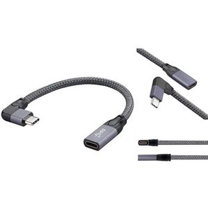 Haakse Usb C Verlengkabel Korte, Braied & Aluminium USB-C 3.1 Man-vrouw Extension, gen 2 10Gbps