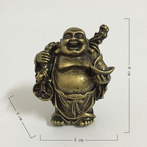 Chinese Ingots Maitreya Boeddha Standbeeld Ornamenten Gesneden Brons Lachende Boeddha Sculpturen Beeldjes Huis Tuin Decoratie