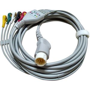 Een Stuk Ecg-kabel Met 3 Leads 5 Leads Snap Clip12pin Connector Voor Patiënt Monitor M3715A 78834C