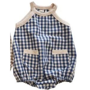 Koodykids 2022 Baby Summer Sleeveless Rompers Plaid Brown Bodysuits Toddler Boys Summer Bodysuit Outfit