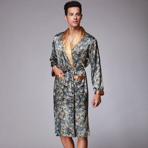 Zomer Mannen Luxe Paisley Patroon Badjas Kimono Robes Faux Zijde Mannelijke Nachtkleding Nachtkleding Mannelijke Satijnen Badjas