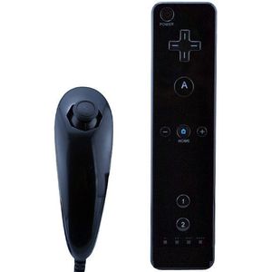 Zwart Motion Sensor Afstandsbediening + Wired Nunchuck Combo voor Nintendo Wii Console