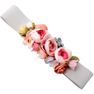 PINKSEE Charm Rose Bloem Synthetische Stof Elastische Stretch Jurk Smalle Taille Riem Band voor Vrouwen Doek Accessoires