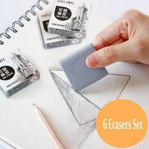 6 Stks/set Kneadable Gum Pack Art Levert Schets Tekening Gum Zacht Gekneed Gum Potloodgommen Voor Kids