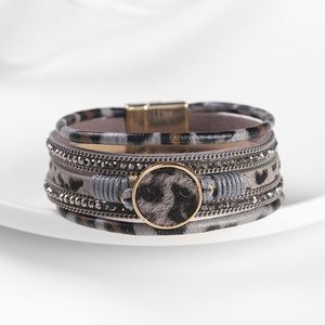 Ant Angel Leopard Armbanden Voor Vrouwen Tiener Meisjes Multilayer Brede Animal Cheetah Print Lederen Wrap Armband Sieraden