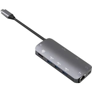 Usb C Hub, 9-In-1 Type C Adapter Met 4K Hdmi, 60Hz Vga, 1Gbps RJ45 Ethernet, 3 Usb 3.0 Poort, Sd/Tf Kaartlezer, 60W Pd Opladen Po