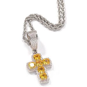 Hip Hop Claw Instellen Aaa + Cz Stone Bling Iced Out Solid Cross Hangers Kettingen Voor Mannen Vrouwen Rapper Sieraden