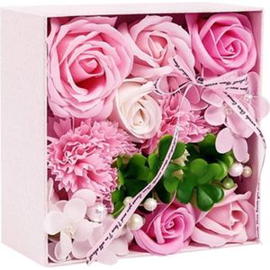 1 doos DIY Simulatie Rose Handwerk Zeep Bloem Met Lint Bruiloft Souvenir Valentijnsdag Verjaardag Mooie Moeder