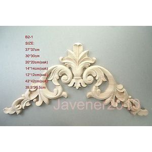 B2-1 -20X20 Cm Eiken Hout Gesneden Hoek Onlay Applique Unpainted Frame Deur Decal Werken Carpenter Kast