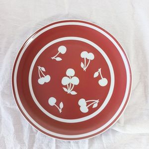 Koreaanse Ins Huishouden Keuken Kleine Rode Bloem Cherry Plaat Keramische Servies Thuis Dessert Disc Taart Plaat Keramische Plaat