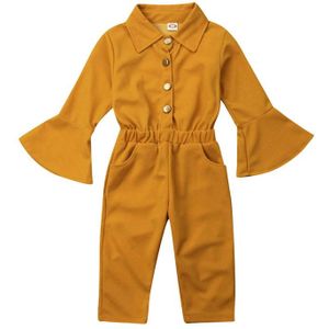 Mode Mooie Meisjes Katoenen Jumpsuit Overalls Flare Mouw Kleine Dames Hoge Taille Romper Jumpsuit