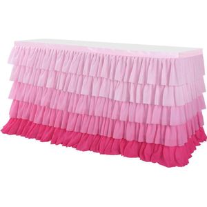 5 Lagen Gradiënt Roze Chiffon Wave Tafel Rok Voor Bruiloft Feestartikelen