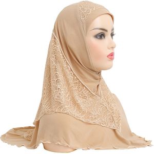 H126 Volwassenen Of Grote Meisjes Medium Size 70*60Cm Bid Hijab Moslim Hijab Sjaal Islamitische Hoofddoek Hoed Amira pull Op Headwrap