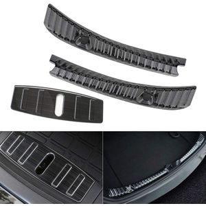 -2Pcs Kofferbak Bumper Frunk Bumper Protector Guard Roestvrij Staal Zwart Titanium Legering Voor Tesla Model 3