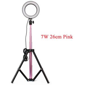Roze LED Licht 7 W LED Licht Ronde Selfie Camera Lamp met Licht Stand Verstelbare Helderheid 16/20/ 26 cm Live Show Nemen Van Foto 'S