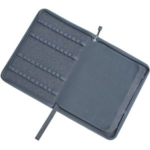 48 Slots Grijze Vulpen Case, Canvas Pen Houder Display Pouch Tas Opslag Grote Capaciteit Waterdichte Kantoor Zakelijke Stijl