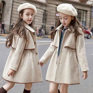 Baby Meisjes Winter Lange Jas Mode Elegante Kids Wol Gevoerde Warme Jassen Voeg Katoen Kinderen Outfis Kleding 4 12y Meisje kleding