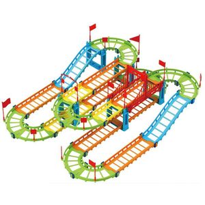 Diy Elektrische Racing Rail Auto Kids Spoorlijn Model Speelgoed Baby Spoorlijn Racing Road Transport Building Slot Sets