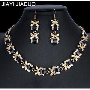 Jiayijiaduo Nigeriaanse Sieraden Set Kleur Ketting Oorbellen voor Glamour vrouwen Kleding Accessoires