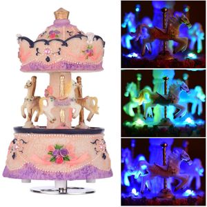 Ammoon Muziekdoos Carrousel Paard Eenhoorn Kleur Change Led Licht Lichtgevende Roterende Beste Melody-Kasteel In De Hemel