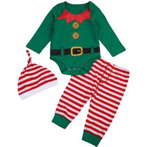 Kerst Pasgeboren Kids Baby Jongens Meisjes Bodysuit + Broek + Hoed 3 stks Outfits Set Kleding Maat 0-24 M