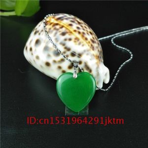 Mannen Vrouwen Hart Jadeïet Natuurlijke Hand Amulet Ketting Jade Groen Voor Sieraden Mode Gesneden Charm Chinese Hanger