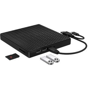 Externe Cd Dvd Drive, usb 3.0 USB-C Cd Dvd Rw Reader Rewriter Met Sd Tf Card Reader &amp; Usb-Stick Poort