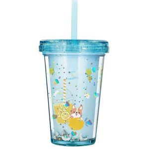 11Oz Dubbele Laag Tumbler Cup Draagbare Plastic Beker Met Rietje Herbruikbare Fles Zomer Kinderen Ice Mok Items