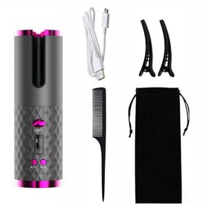 Draagbare Krultang Oplaadbare Automatische Usb Keramische Draadloze Professionele Verwarming Stok Lcd Display Spin Haar Tool